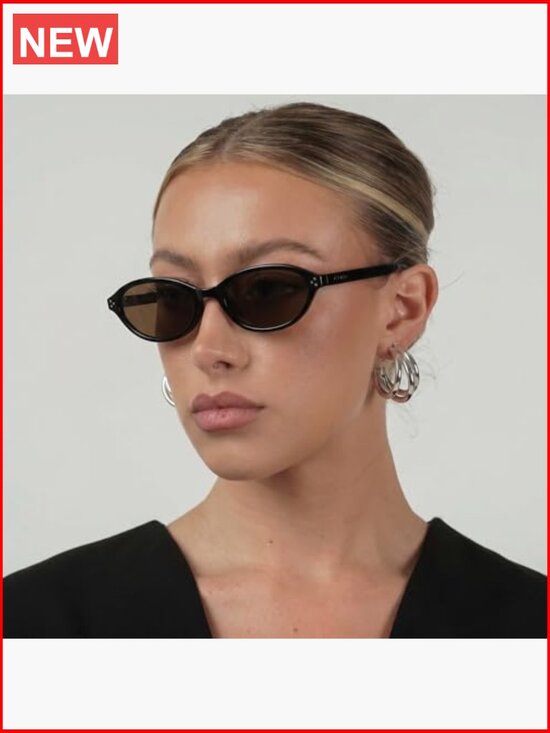 Polarized Retro Oval Cat Eye Sunglasses, UV400 Protection, Narrow Frame main image 4